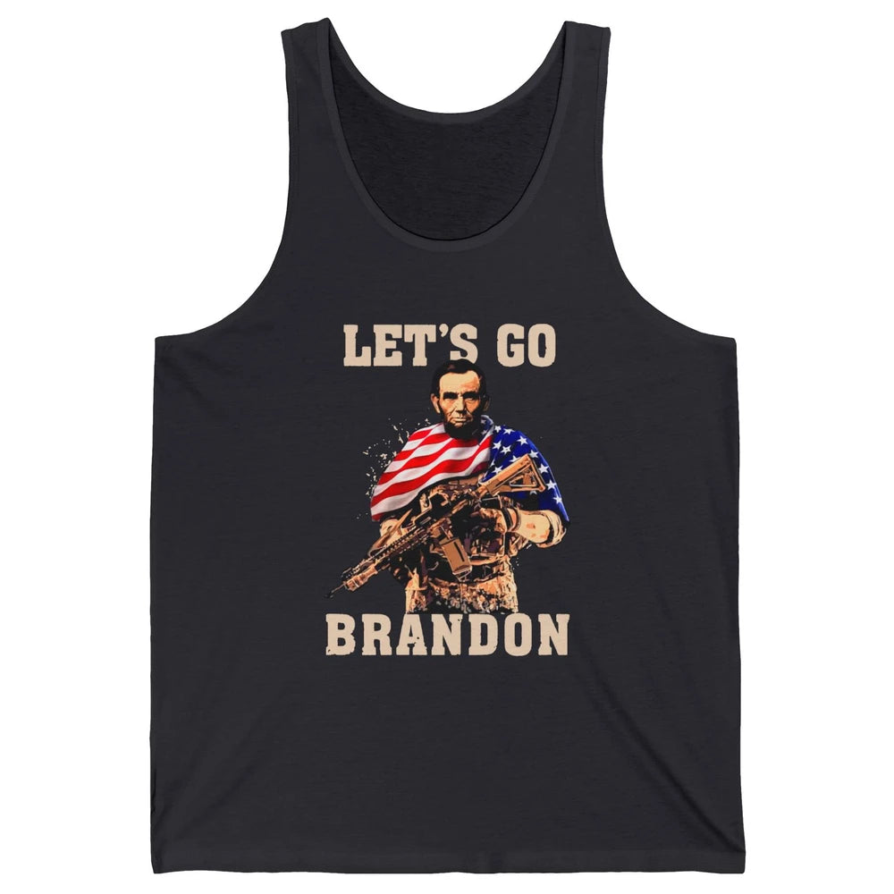 Abraham Lincoln US Flag Lets Go Brandon Conservative Liberal Unisex Jersey Tank