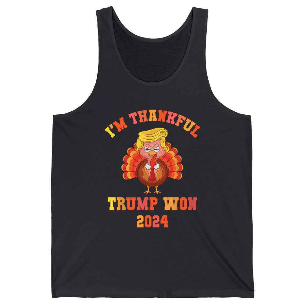 Funny Donald Trump Make Thanksgiving Great Again Thankful Trump Won Republican Unisex Jersey Tank