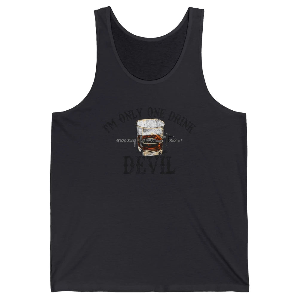 Retro Whiskey I'm Only One Drink Away From The Devil Western Unisex Jersey Tank