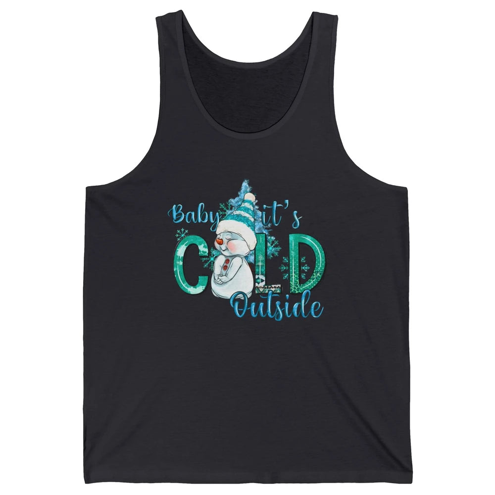 Christmas Cute Snow Man It's Cold Outside Freezing Season Unisex Jersey Tank