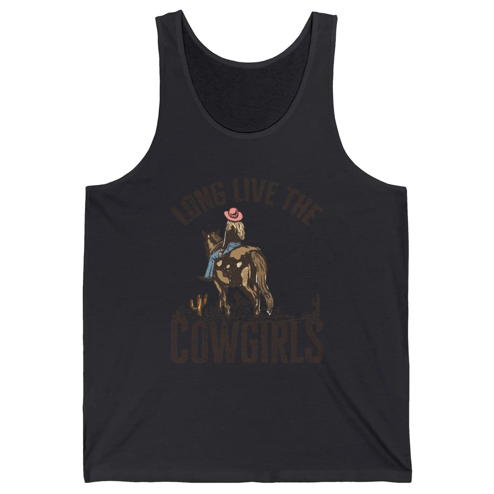 Retro Long Live The Cowgirls Horseback Rider Western Country Unisex Jersey Tank