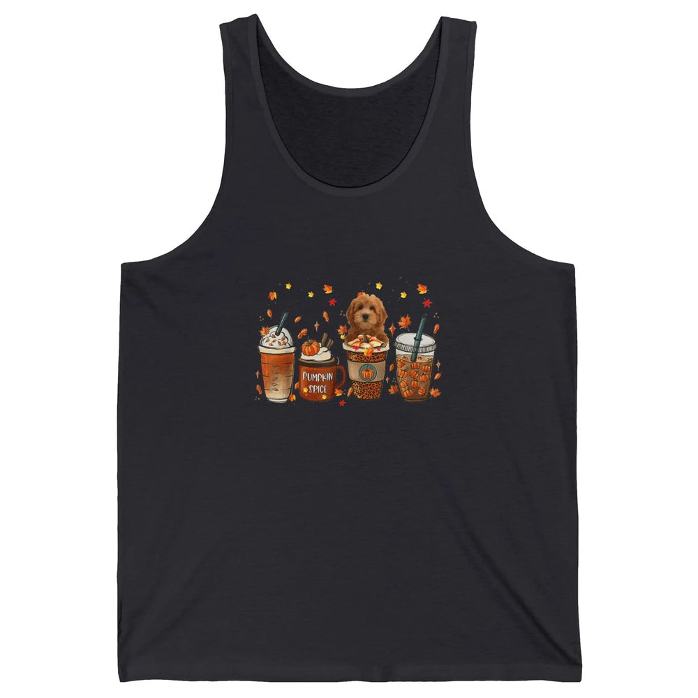 Golden Doodle Dog Fall Coffee Pumpkin Spice Dog Thanksgiving Unisex Jersey Tank