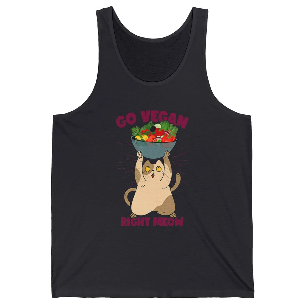 Funny Go Vegan Cat Plant Based Diet Animal Pet Vegetarian Unisex Jersey Tank
