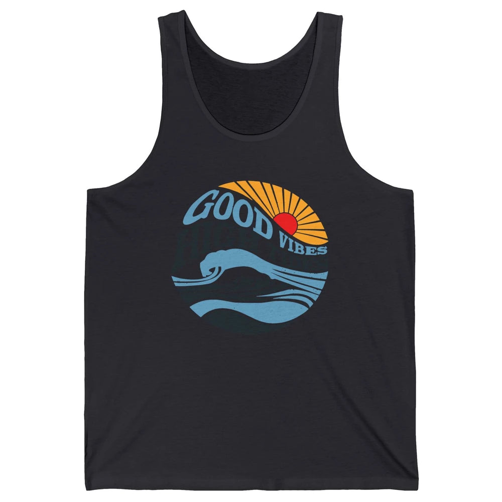 Retro Rainbow Sunrise Good Vibes High Tides Positive Vibes Unisex Jersey Tank