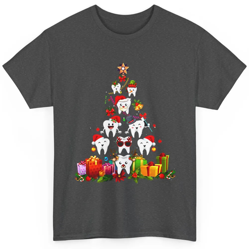 Funny Dentist Cute Teeth Christmas Tree Dental Christmas Classic Unisex T-Shirt