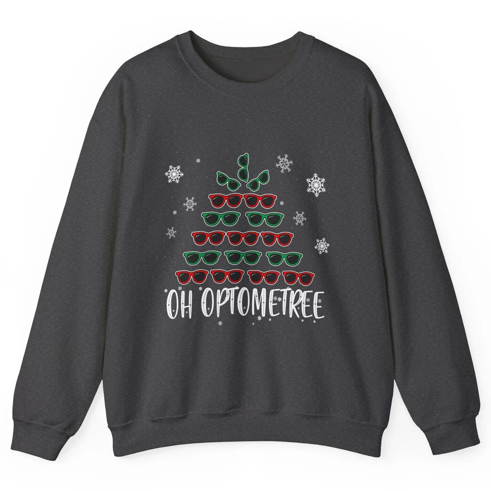 Optician Christmas Funny Xmas Tree Eyeglasses Optometrist Unisex Crewneck Sweatshirt