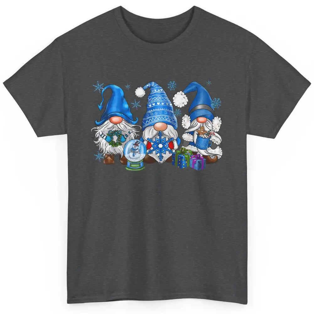 Retro Blue Snowman Gnomes Blue Christmas Winter Gnomies Xmas Classic Unisex T-Shirt