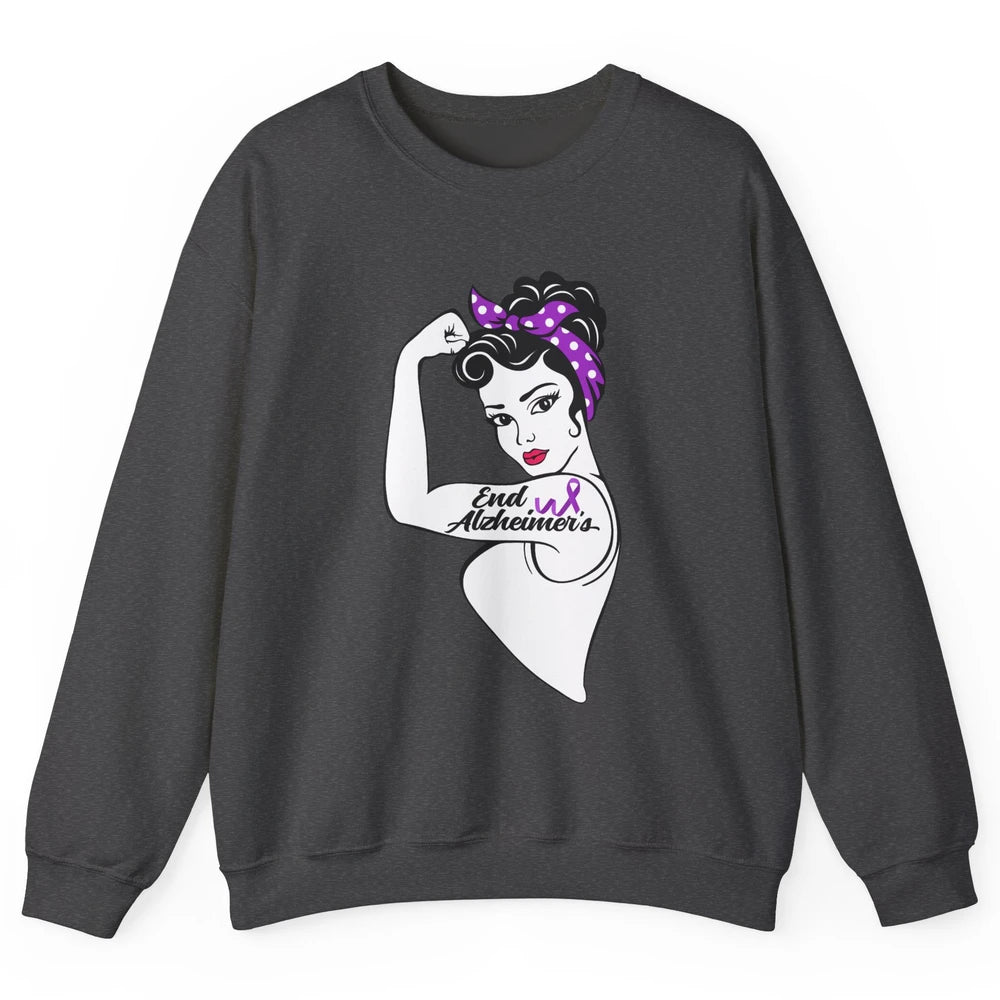 Alzheimer Awareness Strong Purple Ribbon Women Bandana Gift Unisex Crewneck Sweatshirt