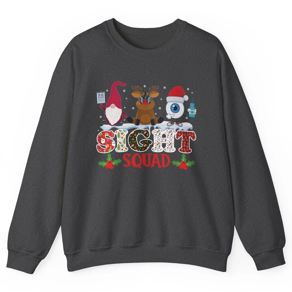Optometrist Sight Squad Gnome Reindeer Optician Christmas Unisex Crewneck Sweatshirt