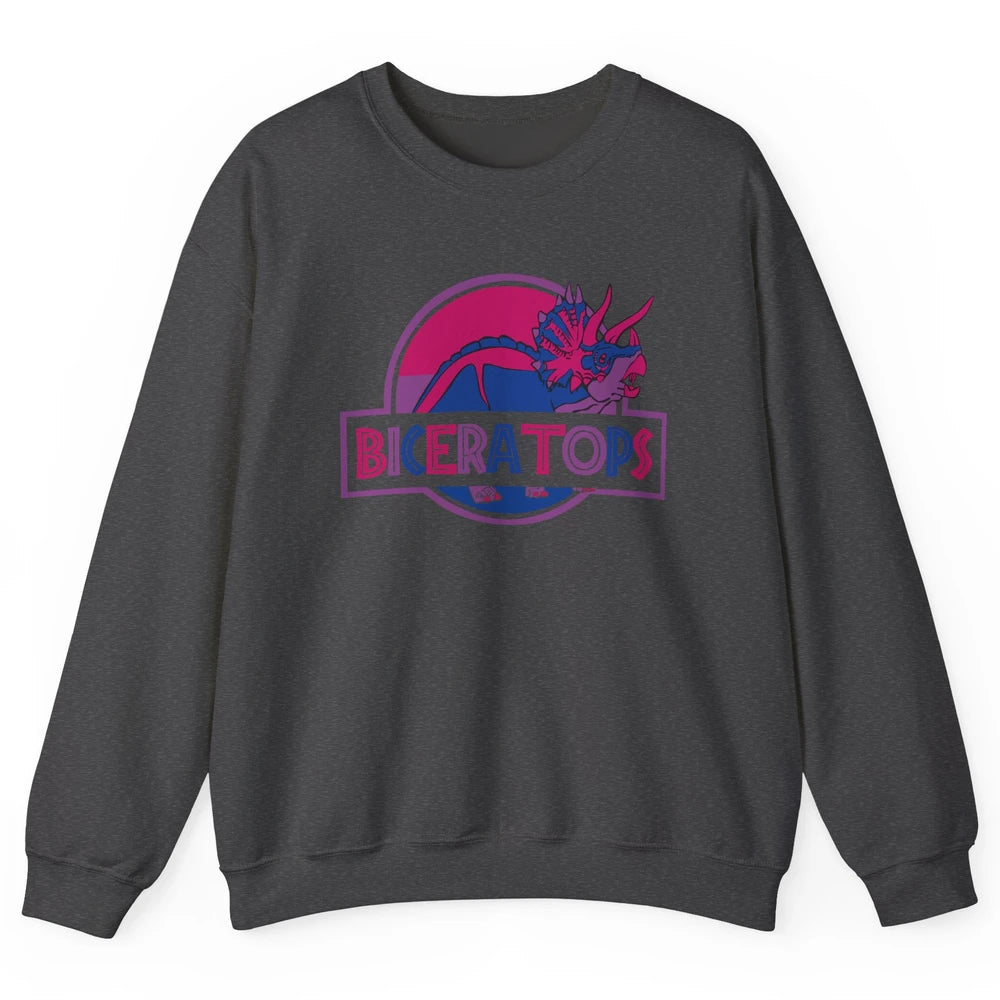 Biceratops Bisexual Ceratops Dinosaur LGBT Pride Month Unisex Crewneck Sweatshirt