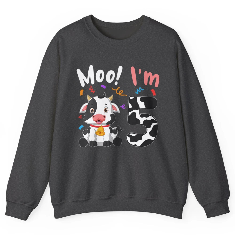 5th Birthday Moo Im 5 Cow Farm Animal Barnyard Family Party Unisex Crewneck Sweatshirt