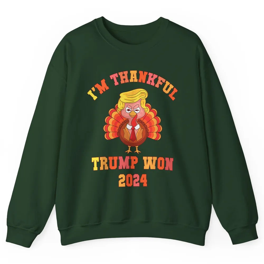 Funny Donald Trump Make Thanksgiving Great Again Thankful Trump Won Republican Unisex Crewneck Sweatshirt