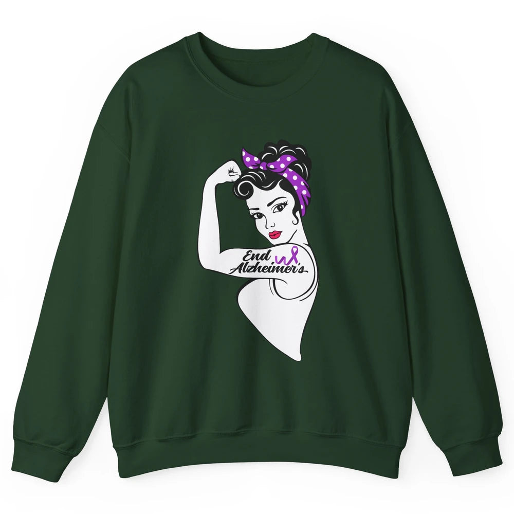 Alzheimer Awareness Strong Purple Ribbon Women Bandana Gift Unisex Crewneck Sweatshirt
