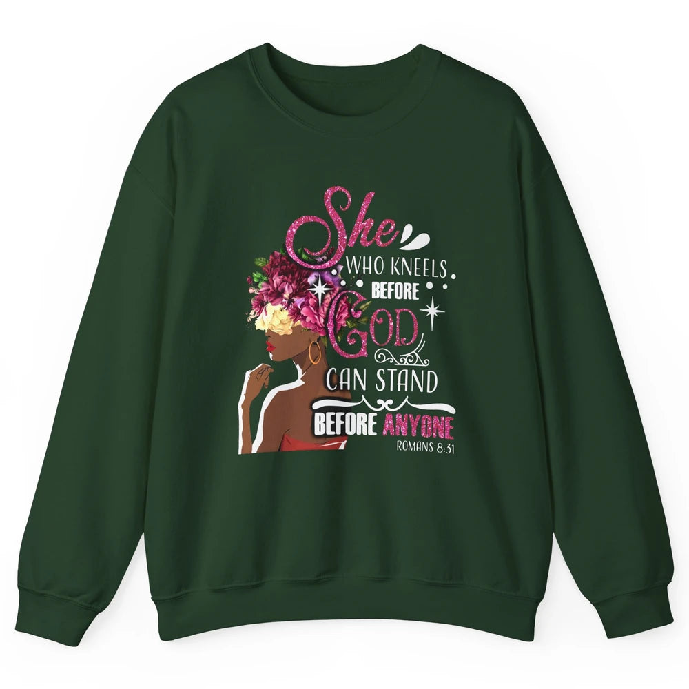 Black Girl She Who Kneels Before God Christian Afro Women Unisex Crewneck Sweatshirt