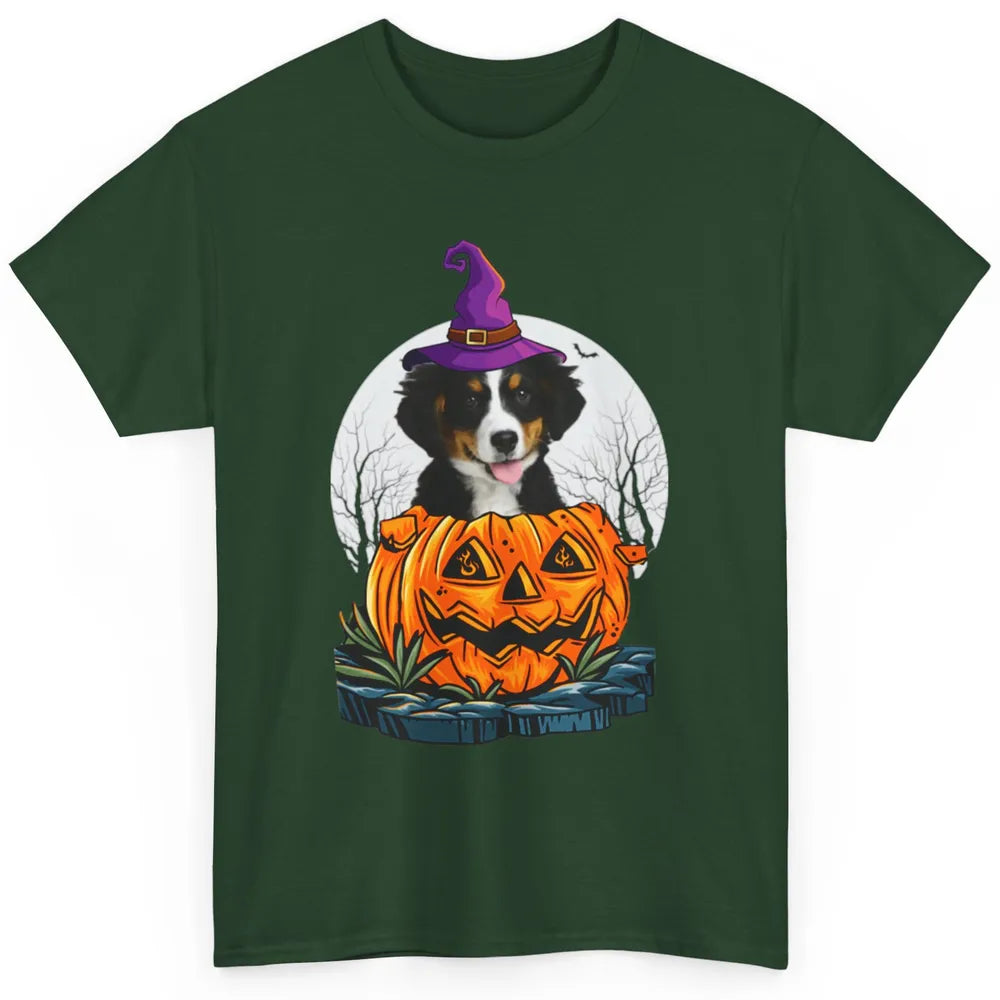 Bernese Mountain Dog Witch Pumpkin Halloween Spooky Season Classic Unisex T-Shirt