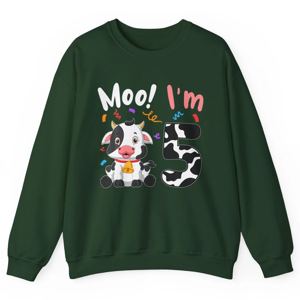 5th Birthday Moo Im 5 Cow Farm Animal Barnyard Family Party Unisex Crewneck Sweatshirt