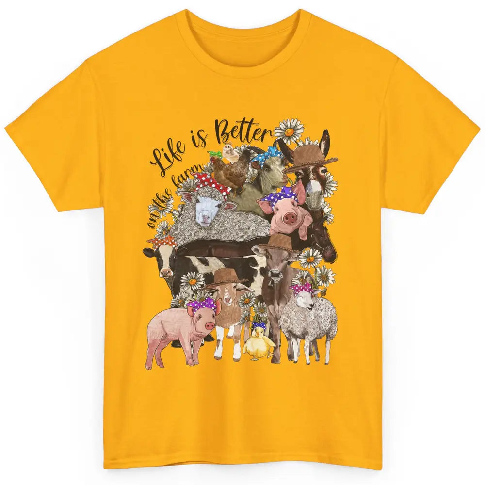 Western Animals Life Is Better On The Farm Pig Cow Donkey Classic Unisex T-Shirt