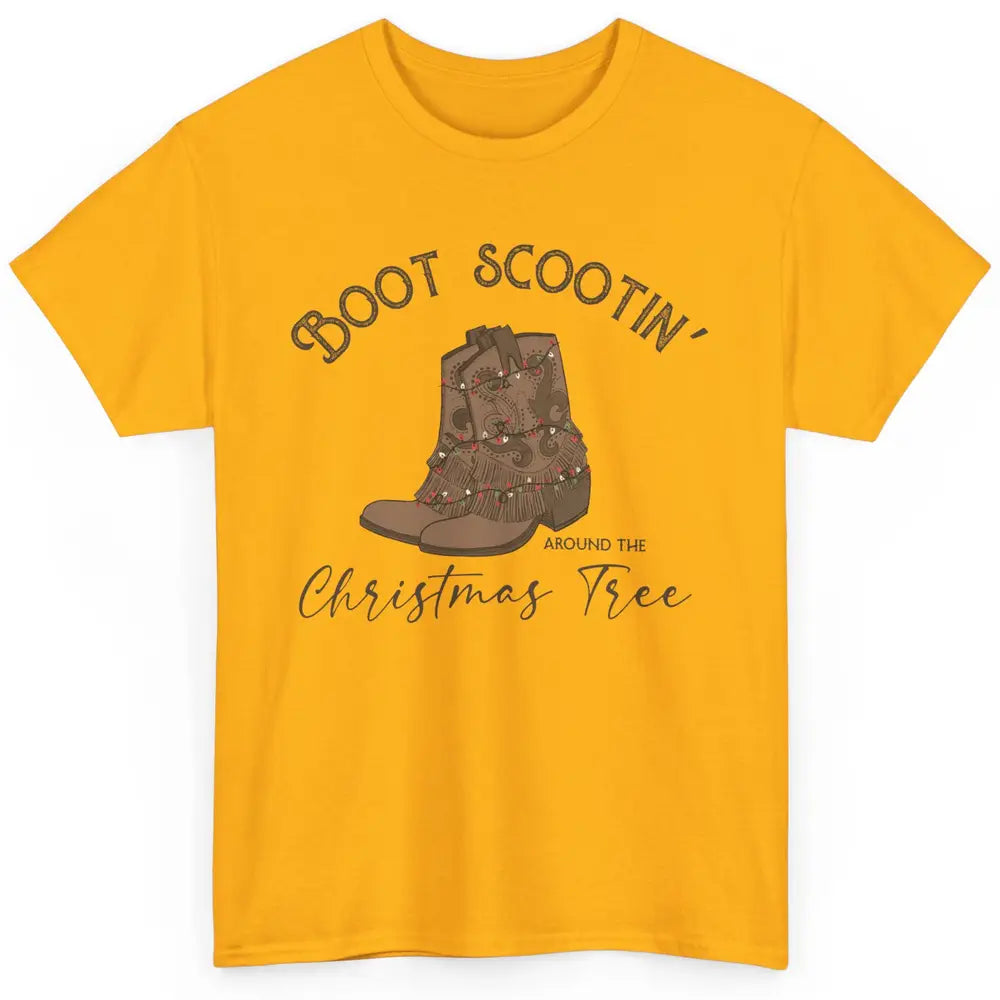 Retro Cowboy Boots Scootin' Around Christmas Tree Western Classic Unisex T-Shirt