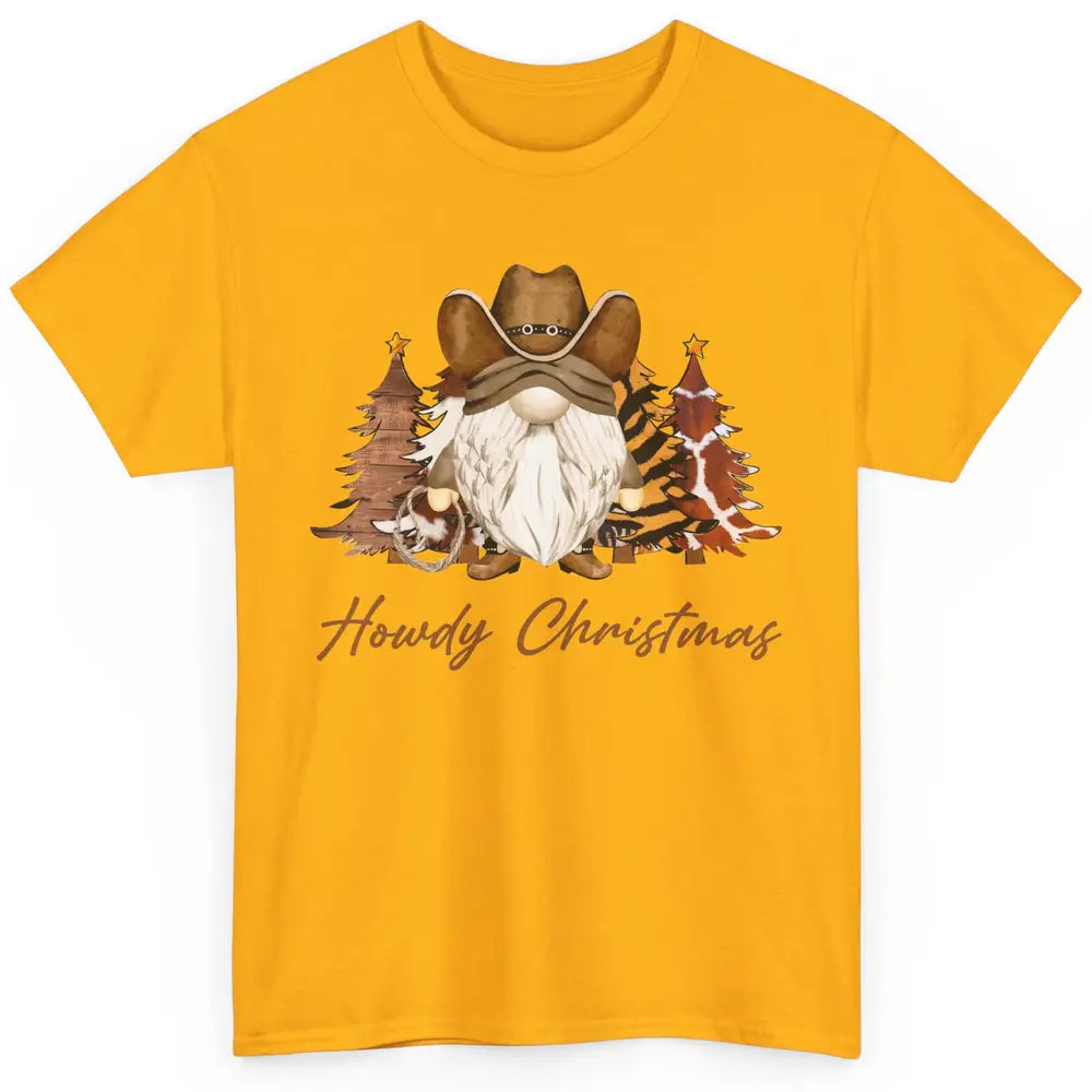Retro Leopard Cowboy Gnome Howdy Christmas Western Holiday Classic Unisex T-Shirt
