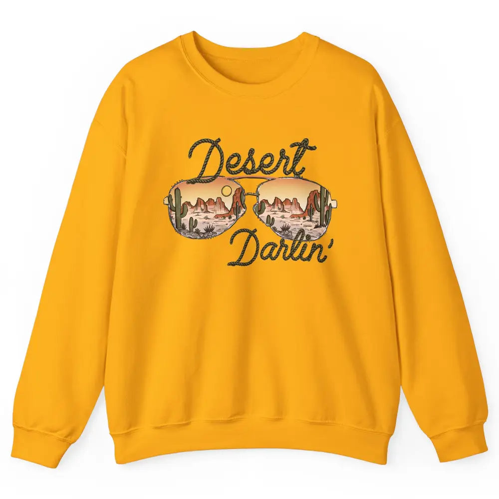 Retro Desert Darling Cactus Glasses Western Country Cowboy Unisex Crewneck Sweatshirt