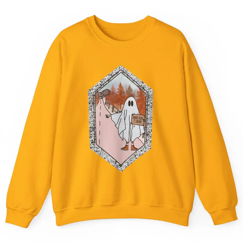 Funny Ghost Need Ride To Salem Witch Halloween Costume Unisex Crewneck Sweatshirt