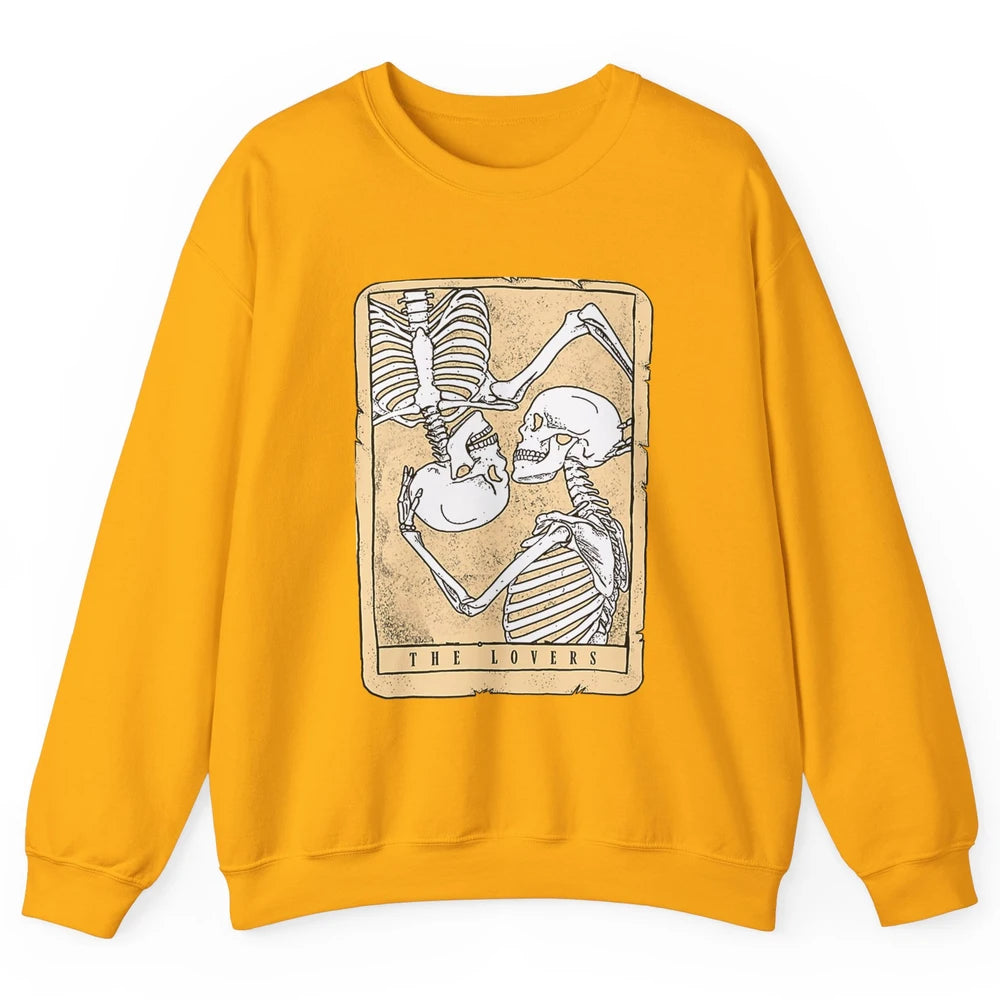 Tarot Card The Lovers Skeleton Couple Funny Skull Vintage Astrology Gothic Happy Valentine's Day Unisex Crewneck Sweatshirt