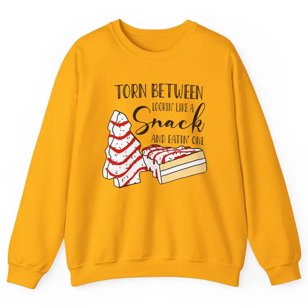 Christmas Tree Cake Torn Between Look Like a Snack Eat One Unisex Crewneck Sweatshirt