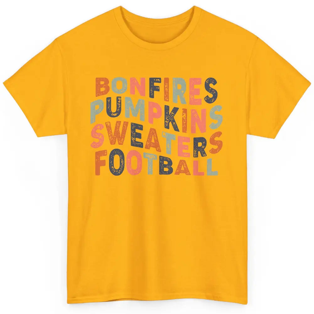 Retro Fall Bonfires Pumpkins Swaeaters Football Thanksgiving Classic Unisex T-Shirt