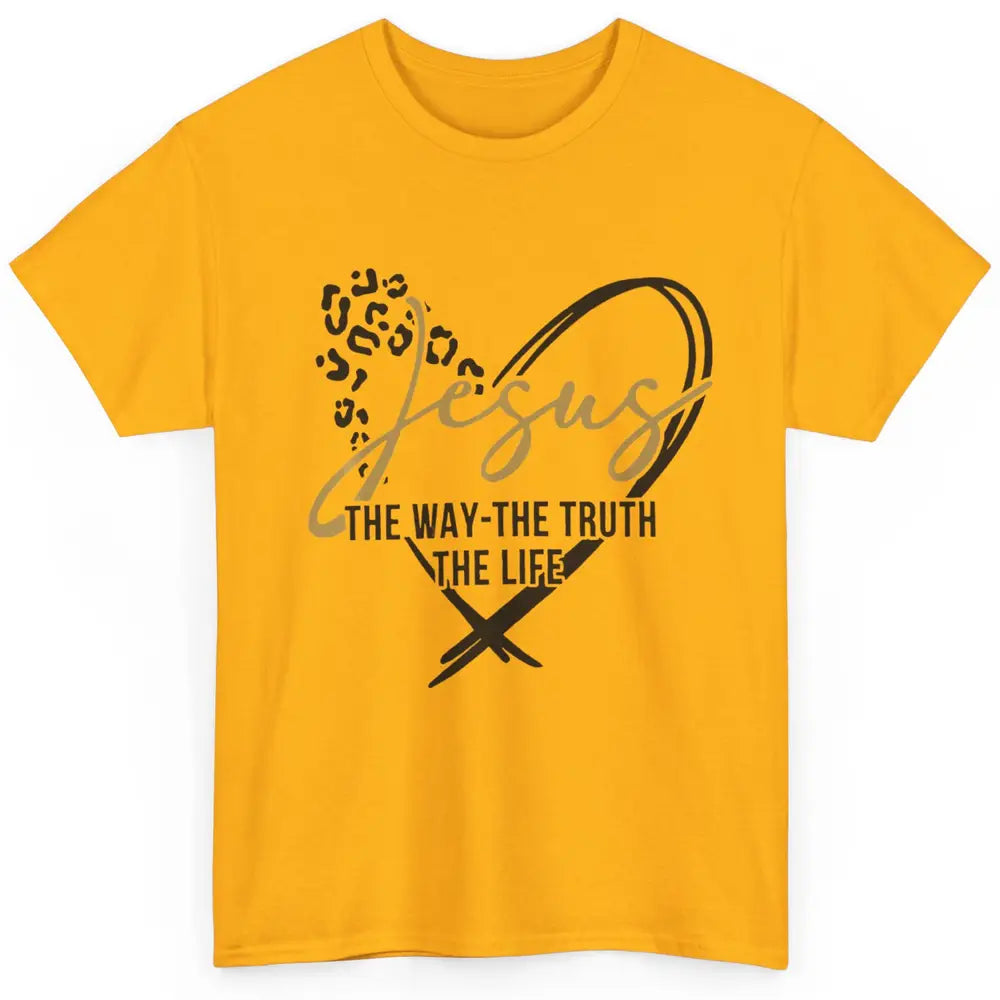 Way Truth Life Bible Verse Christian Jesus God Leopard Heart Classic Unisex T-Shirt