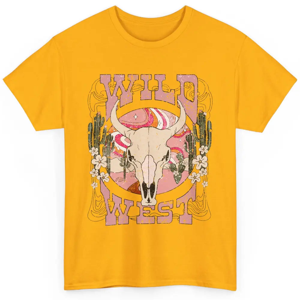 Retro Rainbow Desert Bull Skull Wild West Western Country Classic Unisex T-Shirt