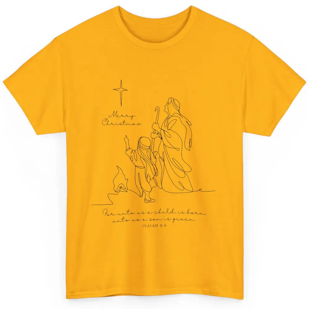 Merry Christmas Unto Us Child Is Born Christian Bible Verse Classic Unisex T-Shirt