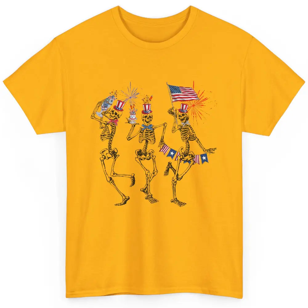 4th July Independence Day Dancing Skeletons America Flag Classic Unisex T-Shirt