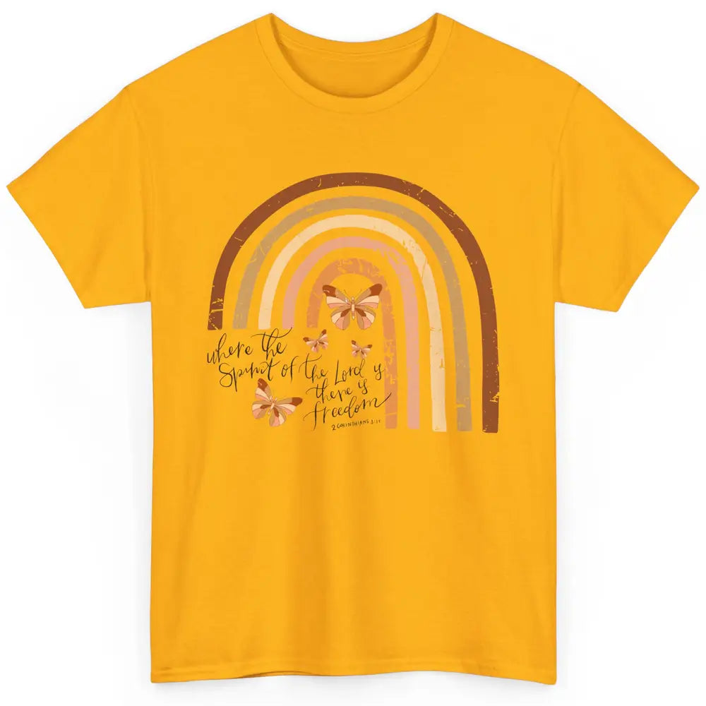 Retro Rainbow Christian Where Spirit Of The Lord Is Bible Classic Unisex T-Shirt