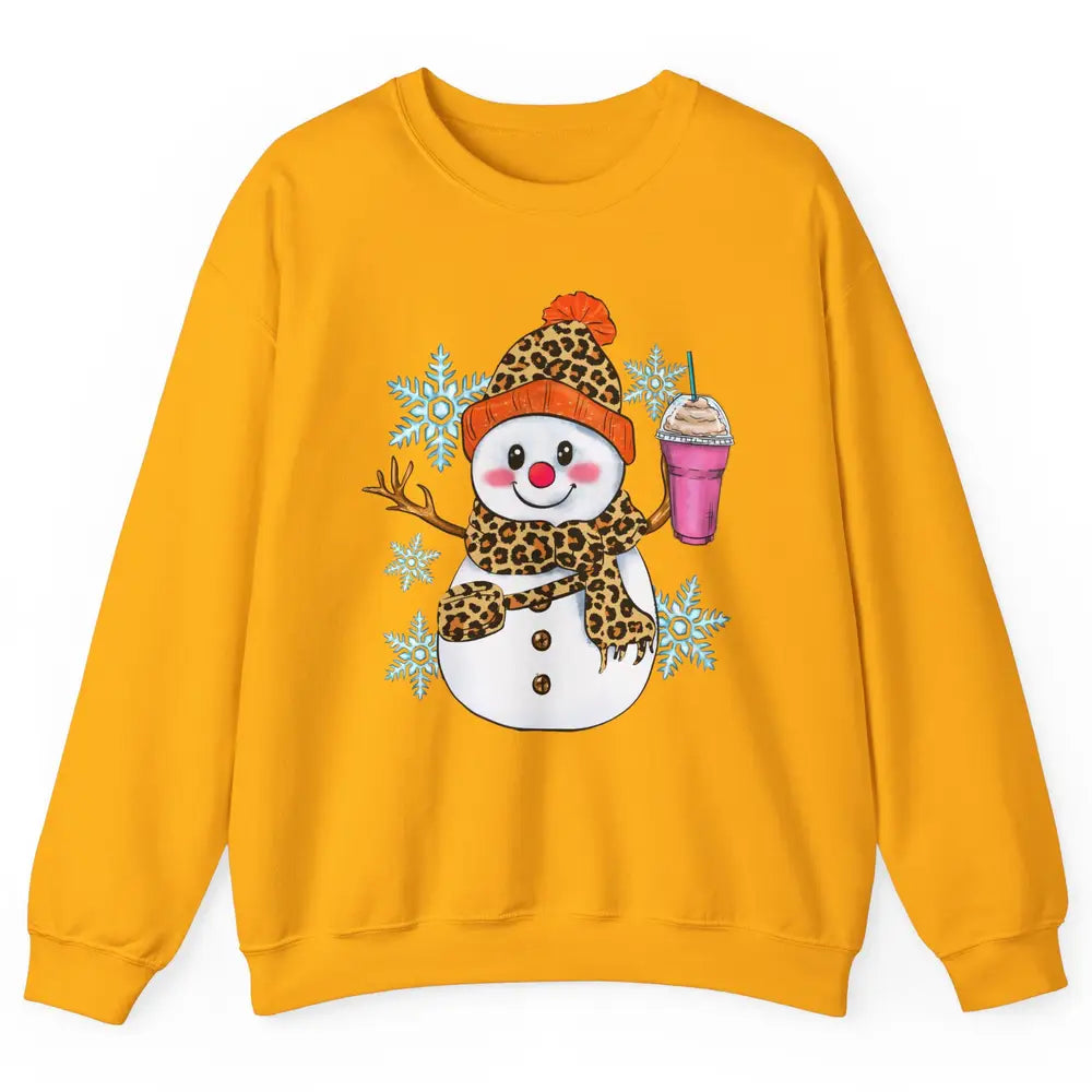 Retro Leopard Christmas Bougie Snowman Boojee Winter Holiday Unisex Crewneck Sweatshirt