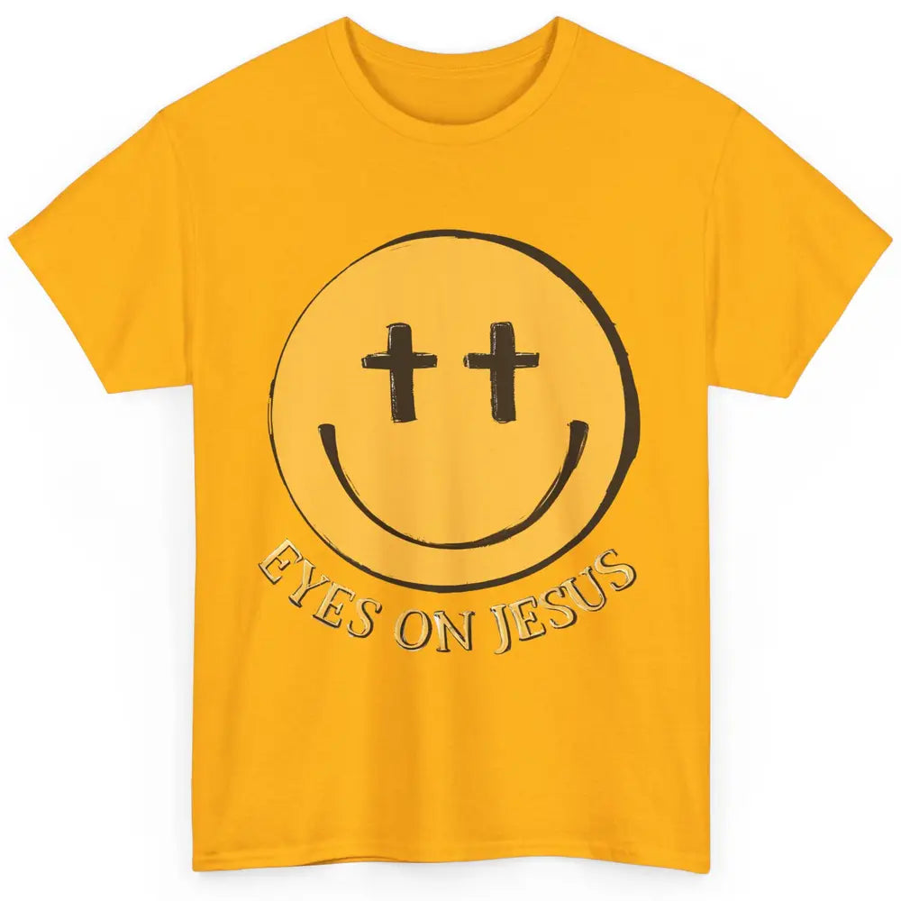 Retro Smiling Face Eyes On Jesus Christian Faith Religious Classic Unisex T-Shirt