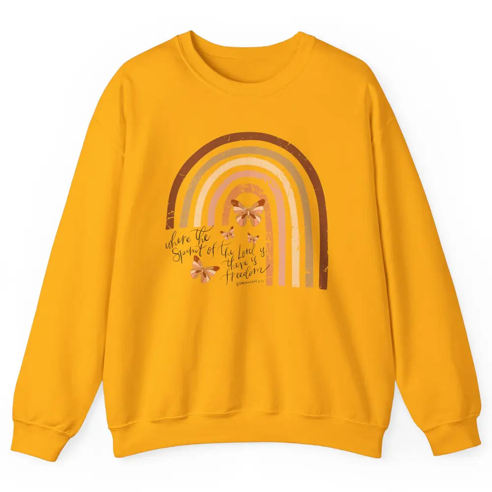 Retro Rainbow Christian Where Spirit Of The Lord Is Bible Unisex Crewneck Sweatshirt