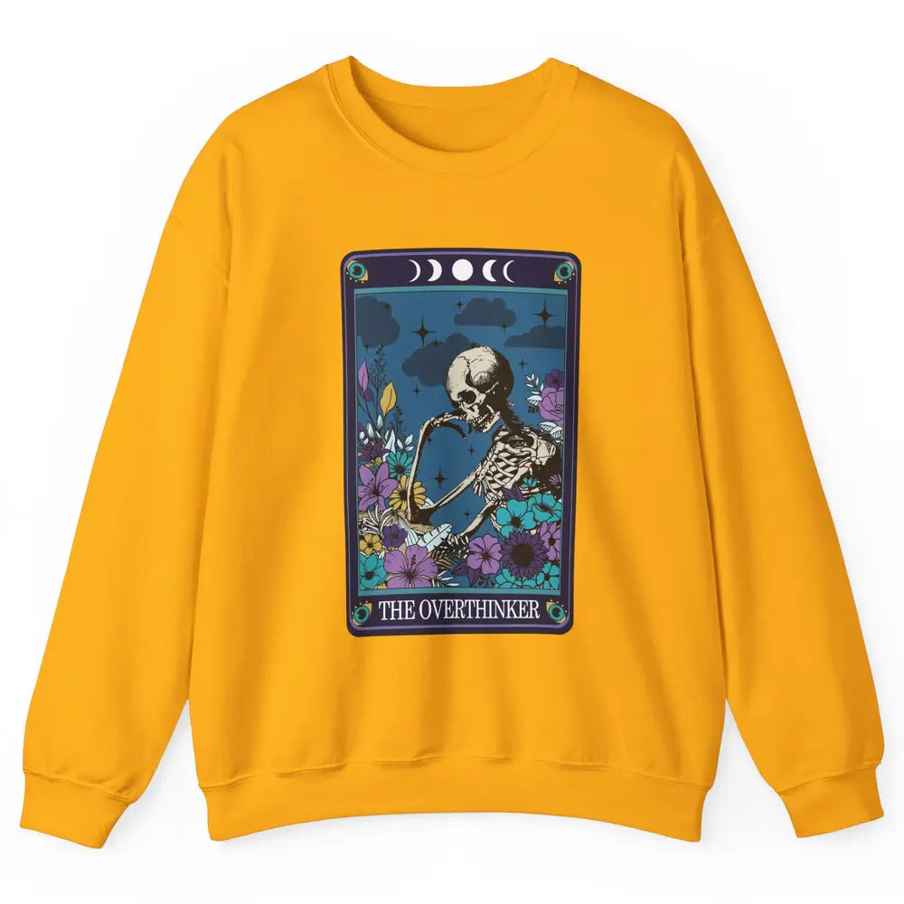 Floral Skeleton The Overthinker Tarot Card Halloween Costume Unisex Crewneck Sweatshirt