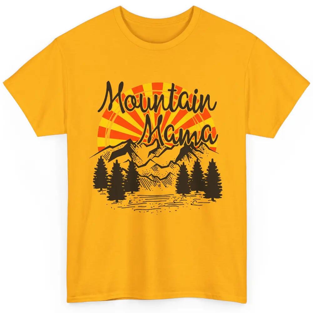 Retro Rainbow Sunset Mountain Mama Hiking Mom Climbing Classic Unisex T-Shirt