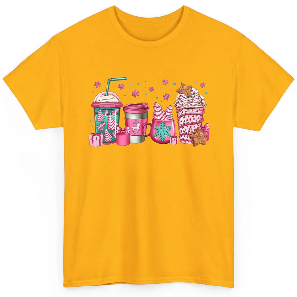 Pink Christmas Coffee Christmas Tree Cake Christmas Lovers Classic Unisex T-Shirt