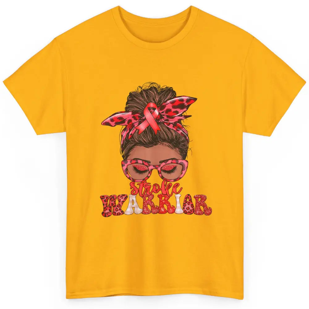 Afro Messy Hair Bun Black Women Warrior Red Stroke Awareness Classic Unisex T-Shirt