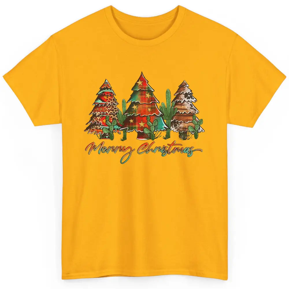 Merry Christmas Tree Western Christmas Desert Cactus Leopard Classic Unisex T-Shirt