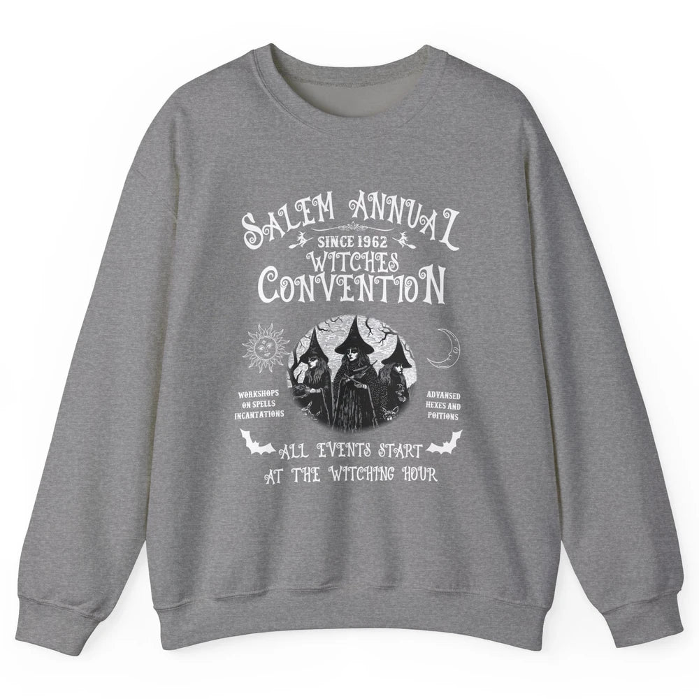 Retro Salem Annual Witches Convention Halloween Witch Magic Unisex Crewneck Sweatshirt