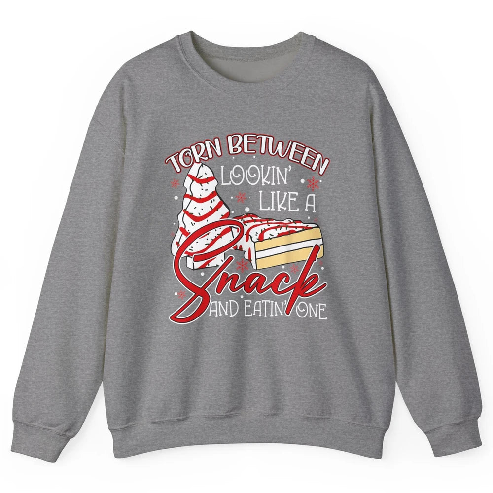 Christmas Tree Cake Torn Between Look Like a Snack Eat One Unisex Crewneck Sweatshirt