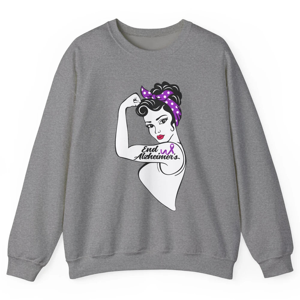 Alzheimer Awareness Strong Purple Ribbon Women Bandana Gift Unisex Crewneck Sweatshirt