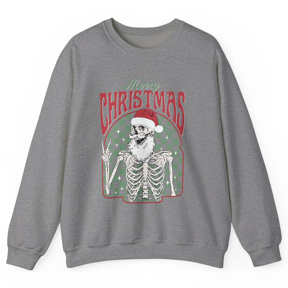 Merry Christmas Skeleton Santa Claus Vintage Xmas Skull Vibe Unisex Crewneck Sweatshirt