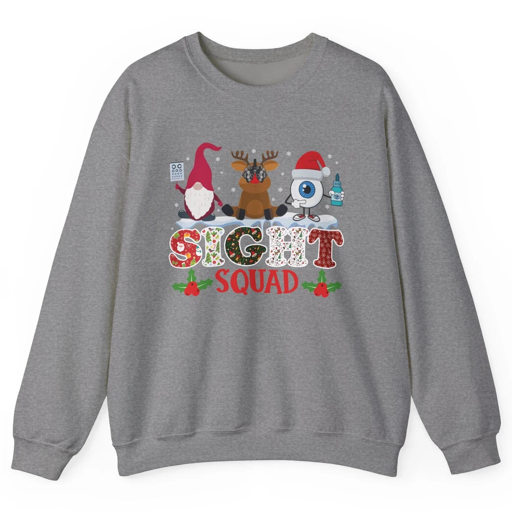 Optometrist Sight Squad Gnome Reindeer Optician Christmas Unisex Crewneck Sweatshirt
