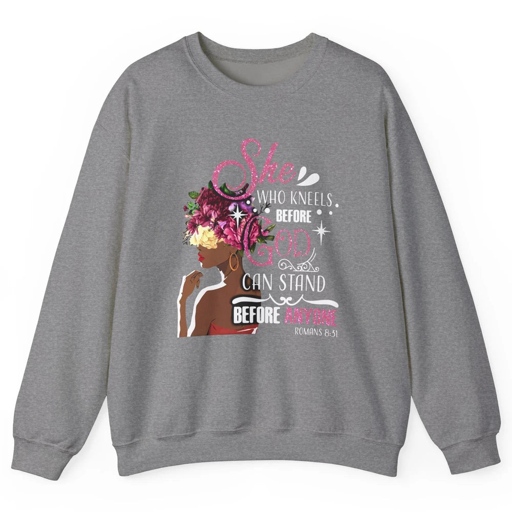 Black Girl She Who Kneels Before God Christian Afro Women Unisex Crewneck Sweatshirt