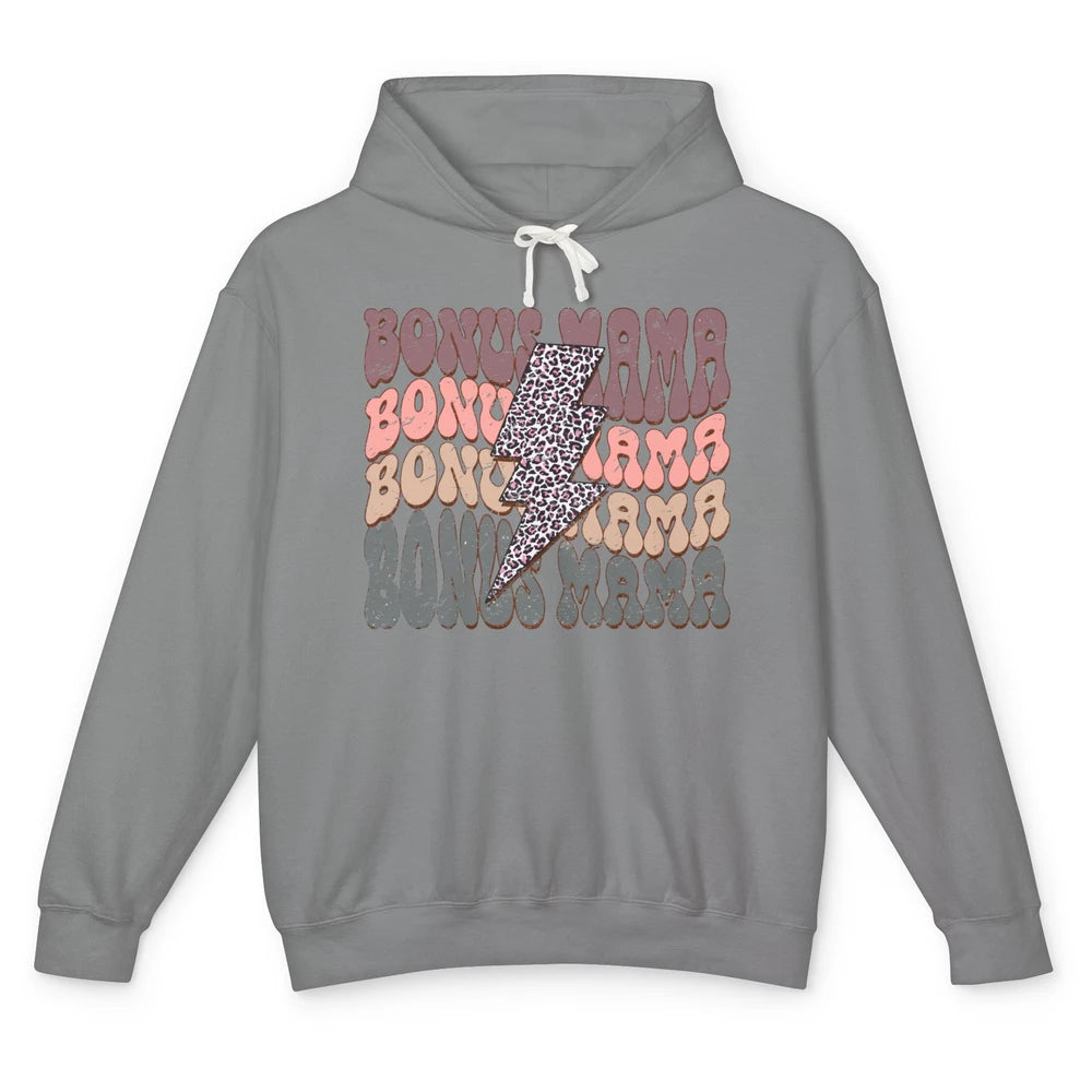 Retro Bonus Mama Leopard Lightning Bolt Western Stepmother Unisex Lightweight Hoodie