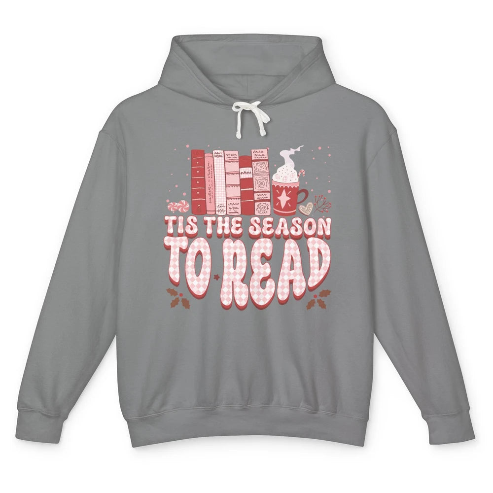 Tis The Season To Read Retro Christmas Book Reader Book Nerd Unisex Lightweight Hoodie
