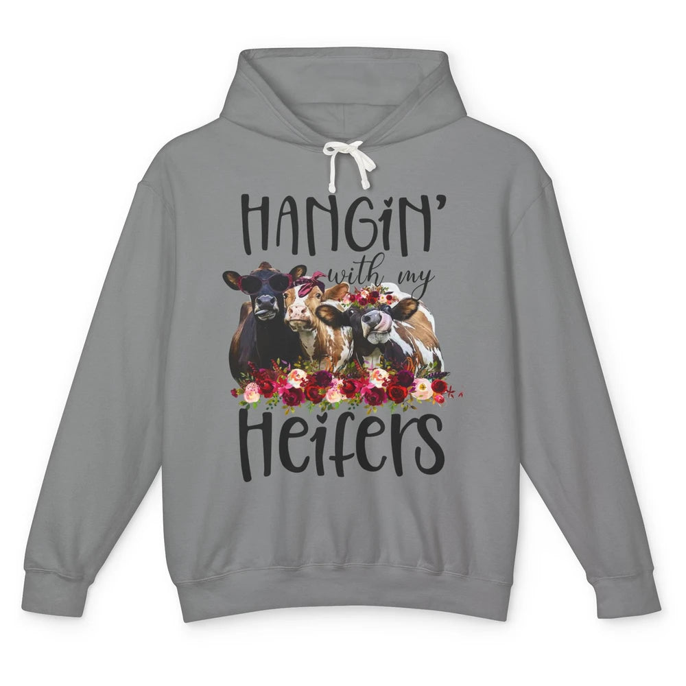 Funny Floral Heifer Hanging With My Heifer Cow Castle Farmer Unisex Lightweight Hoodie